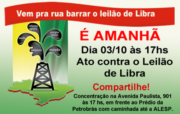 cartaz ato petroleo 03 de outubro Av paulista
